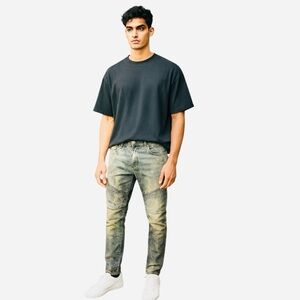 HUDSON Ethan Biker Gray Skinny Moto Jeans Wolvesbane Wash Men’s Size 32/33